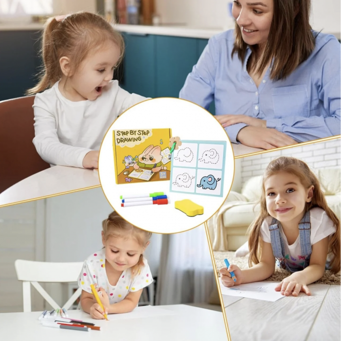 Set 30 cartonase reutilizabile pentru desenat Pas cu Pas [4]