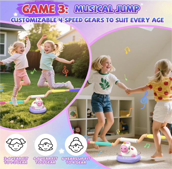 Joc interactiv de miscare 3 in 1 Unicorn cu lansator de rachete, sarituri si aruncare de inele [5]