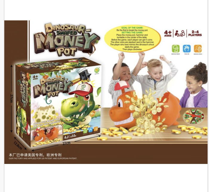 Joc interactiv Dinozaur Money Pot, cu monede si ciocan, 2-4 jucatori, 4+ [2]