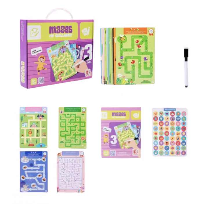 Joc Labirint cu Planse Reutilizabile, Educativ, 50 Modele, 5 ani+ [2]