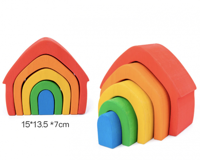 Joc lemn Montessori Curcubeu Rainbow House [6]