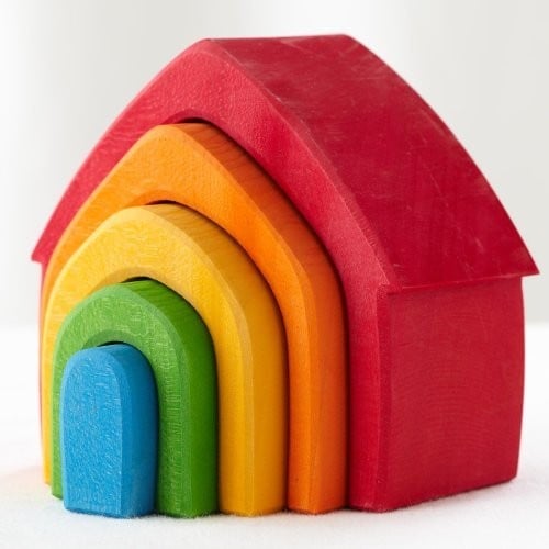 Joc lemn Montessori Curcubeu Rainbow House [1]