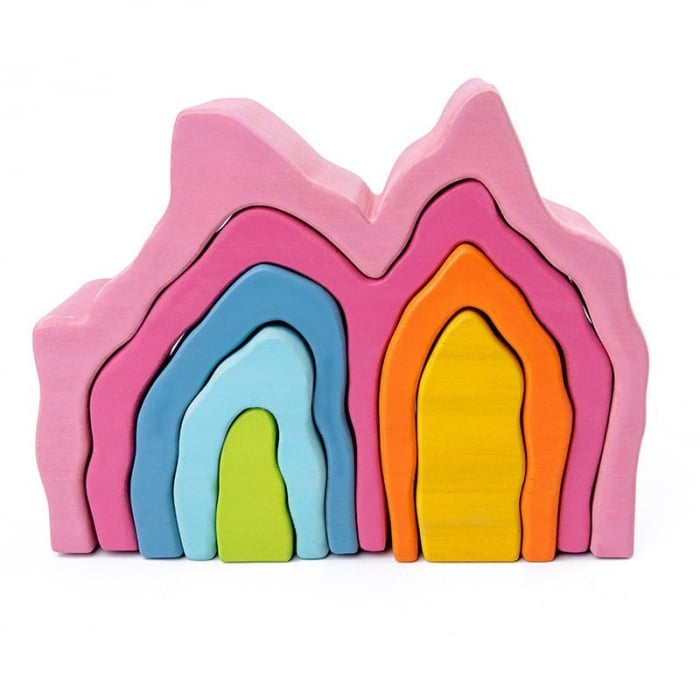 Joc lemn Montessori Curcubeu Rainbow Mountain [1]