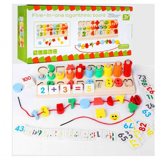 Joc logaritmic 5 in 1 din lemn [2]