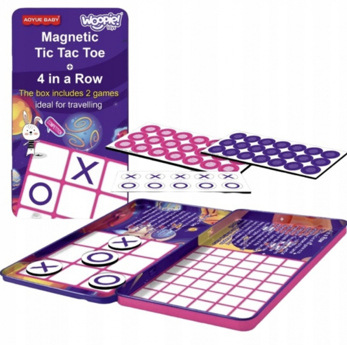 Joc magnetic in cutie metalica X si 0, Tic Tac Toe