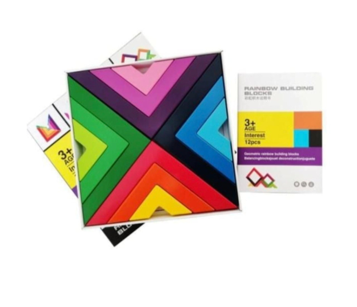 Joc Montessori 12 Piese Unghi Drept Curcubeu - Constructii Matematice, din lemn [2]