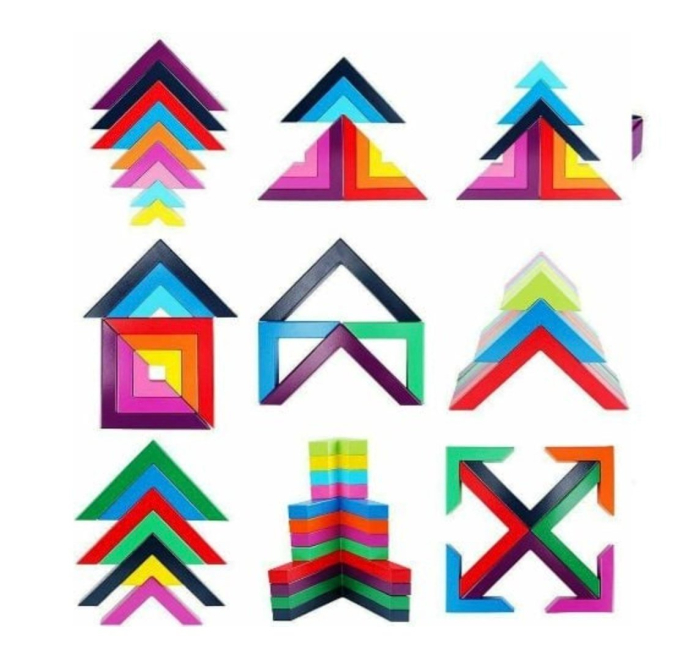 Joc Montessori 12 Piese Unghi Drept Curcubeu - Constructii Matematice, din lemn [5]