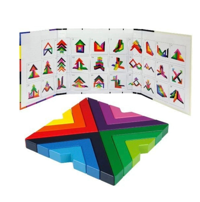 Joc Montessori 12 Piese Unghi Drept Curcubeu - Constructii Matematice, din lemn [3]