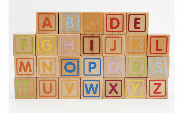 Joc Montessori 26 piese Cuburi cu Literele alfabetului, cuvinte, culori, animale, din lemn [20]