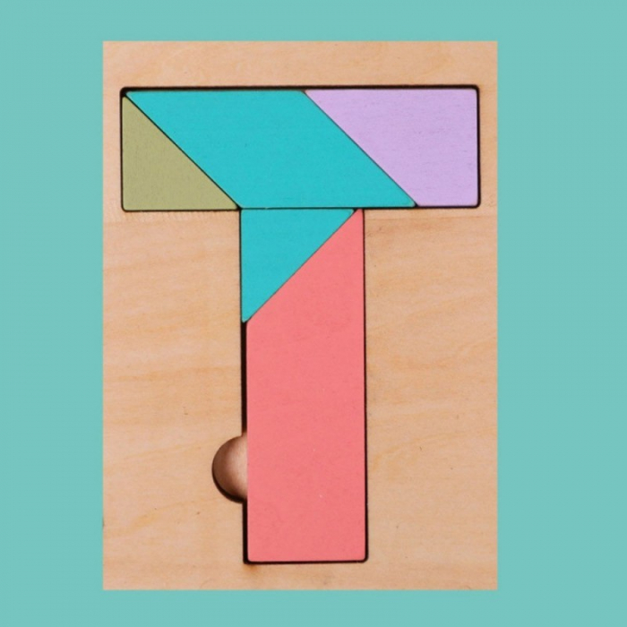Joc Montessori 5 in 1, cu tangram, tetris si piese magnetice, din lemn [8]