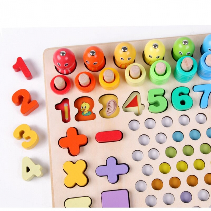 Joc Montessori 5 in 1 Logarithmic Plate Beads, din lemn [3]