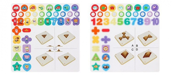 Joc Montessori 5 in 1 Logarithmic Plate Beads, din lemn [5]