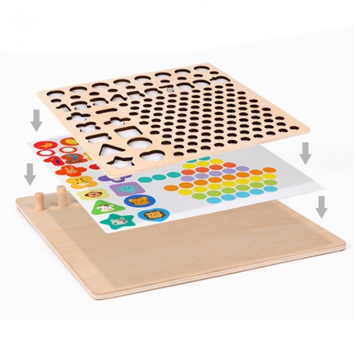 Joc Montessori 5 in 1 Logarithmic Plate Beads, din lemn [13]