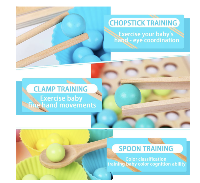 Joc Montessori de Indemanare si Asociere Culori, Bead Holder, din Lemn [11]