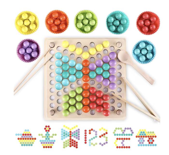 Joc Montessori de Indemanare si Asociere Culori, Bead Holder, din Lemn [9]