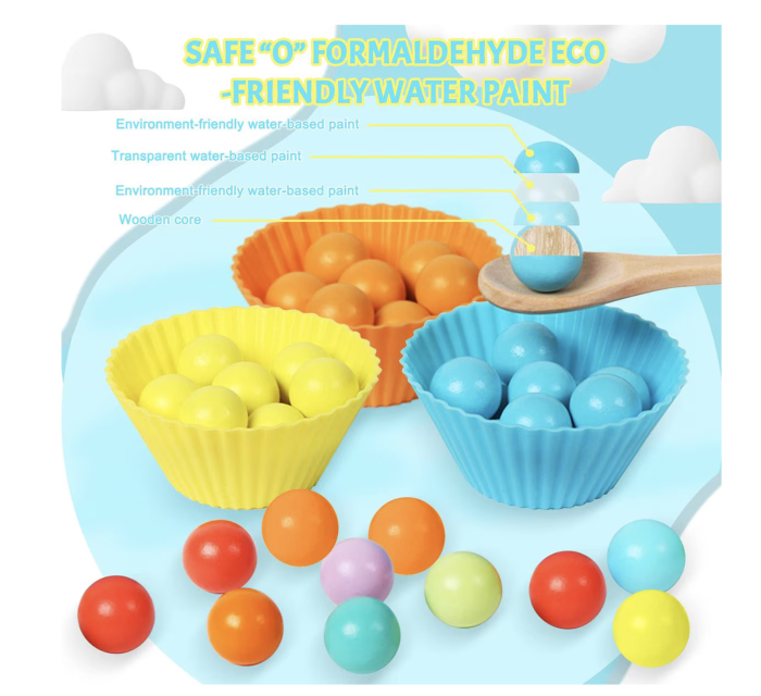 Joc Montessori de Indemanare si Asociere Culori, Bead Holder, din Lemn [8]