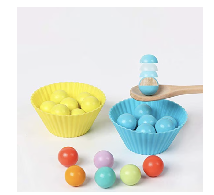 Joc Montessori de Indemanare si Asociere Culori, Bead Holder, din Lemn [7]