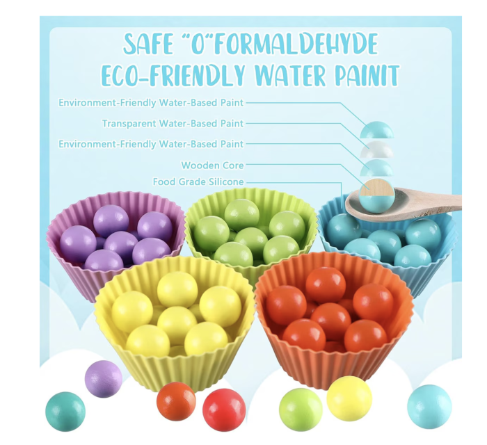 Joc Montessori de Indemanare si Asociere Culori, Bead Holder, din Lemn [10]