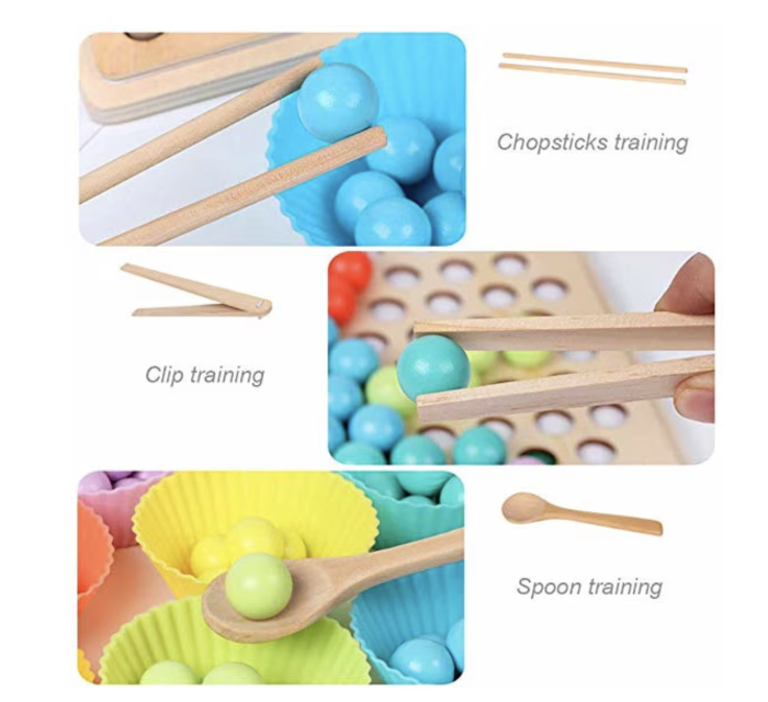 Joc Montessori de Indemanare si Asociere Culori, Bead Holder, din Lemn [4]