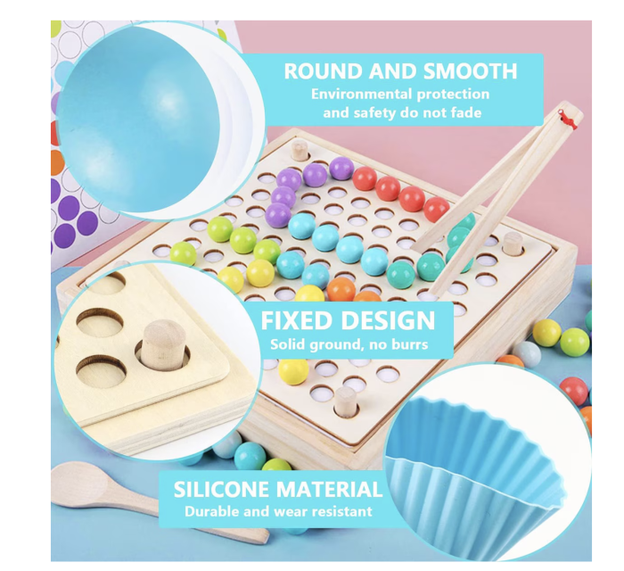 Joc Montessori de Indemanare si Asociere Culori, Bead Holder, din Lemn [17]