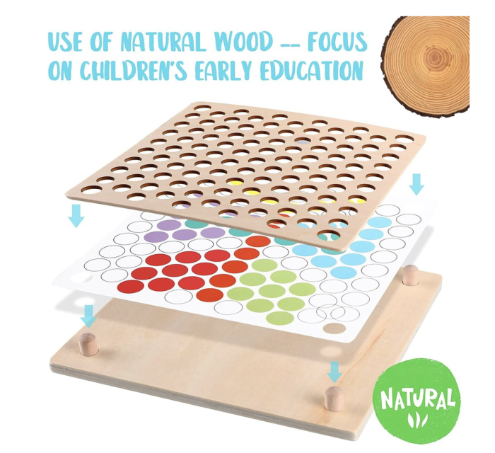 Joc Montessori de Indemanare si Asociere Culori, Bead Holder, din Lemn [16]