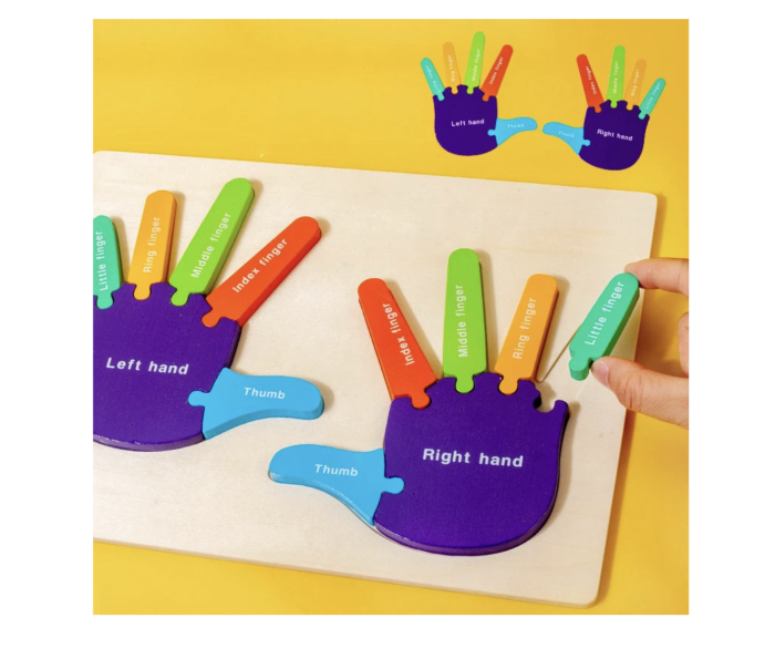 Joc Montessori cognitiv din lemn, Palmele, puzzle incastru culori si forme, +3 ani [3]