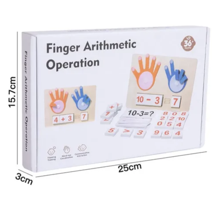 Joc Montessori din lemn Finger Arithmetic cu degete din fetru si placute incastru, +3 ani [6]