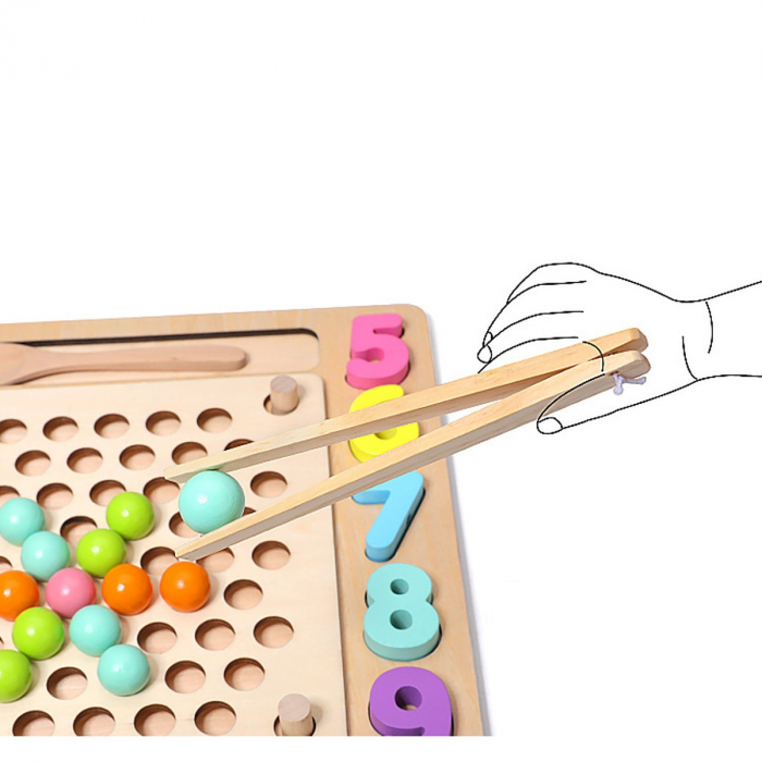 Joc Montessori de dexteritate si pescuit 4 in 1, Fishing Beads, din lemn [9]