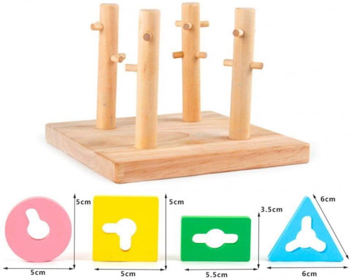 Joc Montessori de indemanare cu 4 Coloane Sortatoare De Forme, Din Lemn [5]