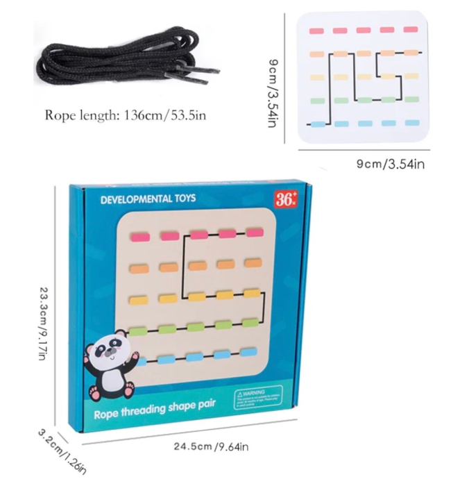 Joc Montessori de indemanare - Introdu Snurul prin Gauri [7]