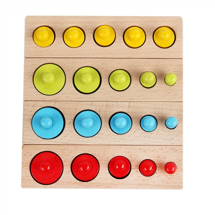 Joc Montessori de Invatare, 4 seturi cilindri color din lemn [2]