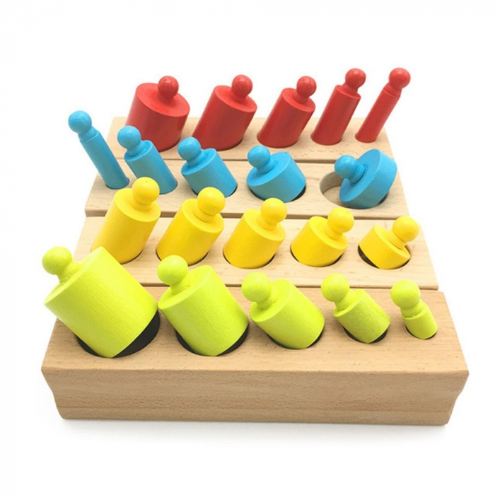 Joc Montessori de Invatare, 4 seturi cilindri color din lemn [4]