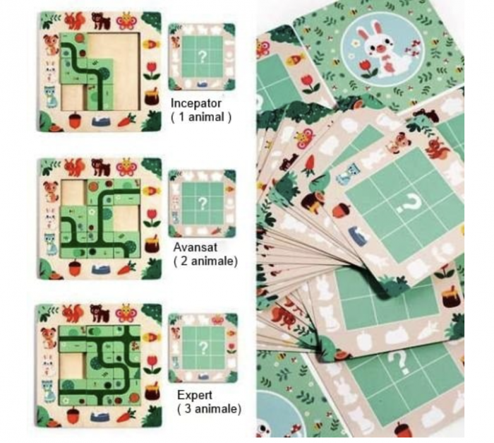 Joc Montessori de logica de tip Puzzle Gaseste Poteca, din lemn [2]