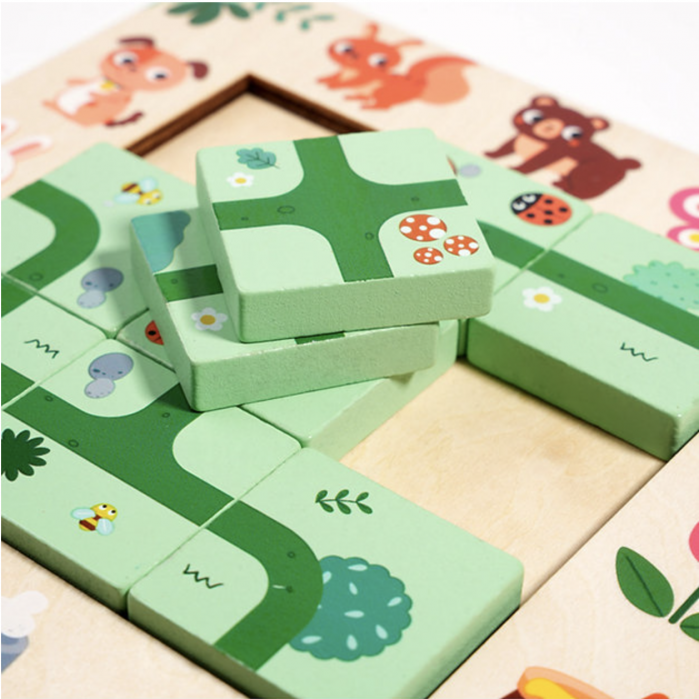 Joc Montessori de logica de tip Puzzle Gaseste Poteca, din lemn [9]