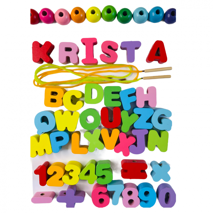 Joc Montessori de snuruit, 51 piese, Literele si Cifrele, din lemn [3]