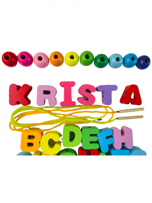Joc Montessori de snuruit, 51 piese, Literele si Cifrele, din lemn [4]