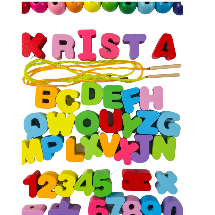 Joc Montessori de snuruit, 51 piese, Literele si Cifrele, din lemn [8]