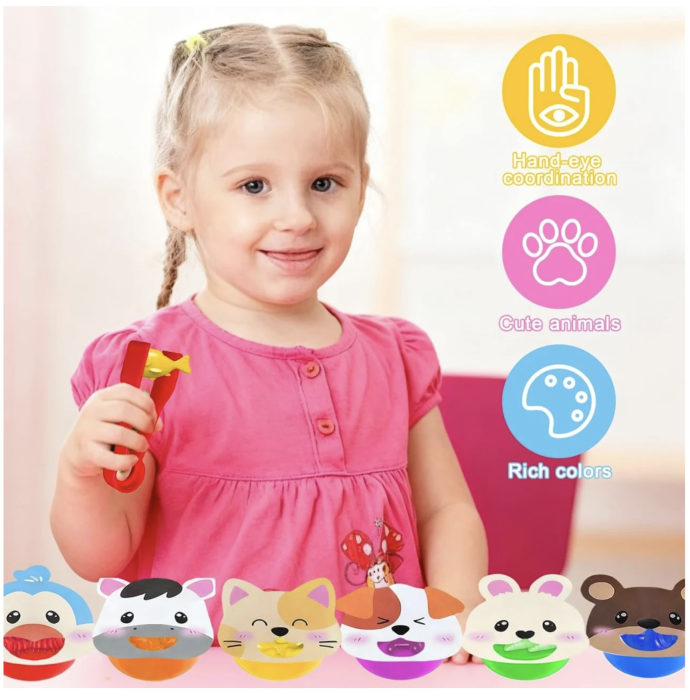 Joc Montessori de sortare culori cu piese silicon Hrana animalelor, 50 piese, 3 ani+ [5]