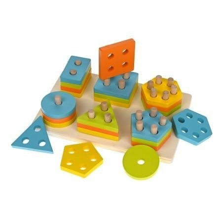 Joc Montessori din lemn cu 6 Coloane Sortatoare Invata Formele Si Culorile [3]