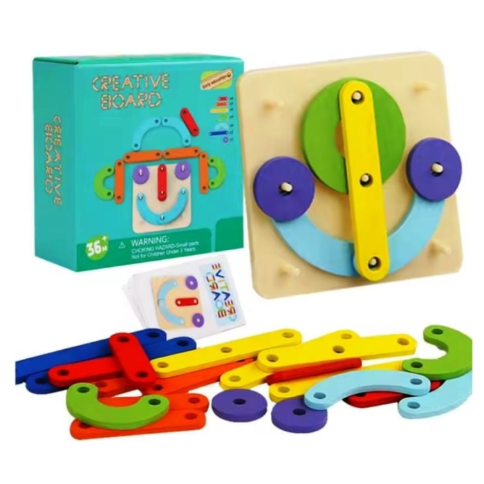 Joc Montessori Geoboard - Creative Board, din lemn