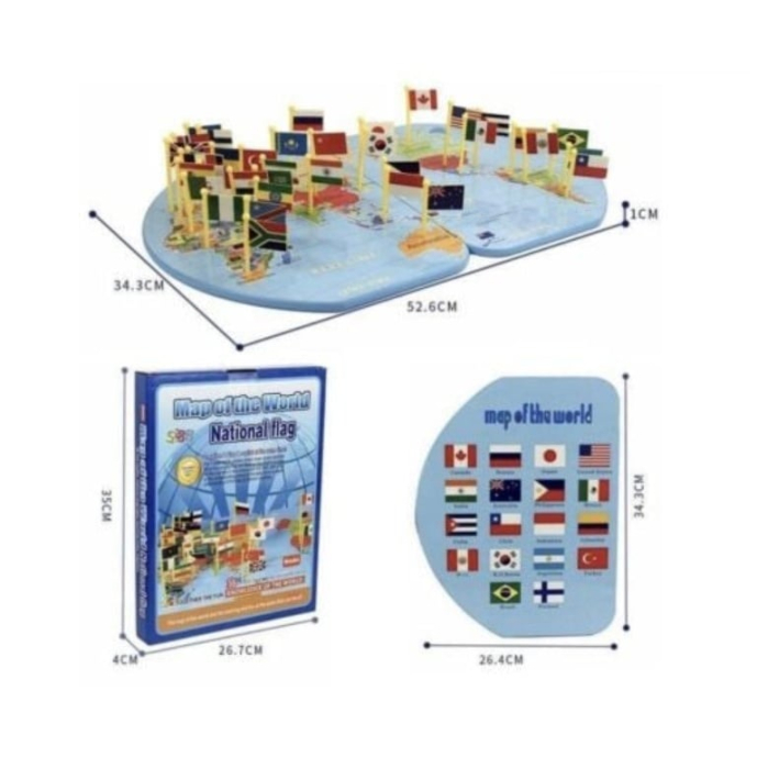 Joc Montessori Harta Lumii din Lemn cu 36 de Steaguri [6]