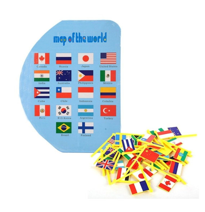 Joc Montessori Harta Lumii din Lemn cu 36 de Steaguri [7]