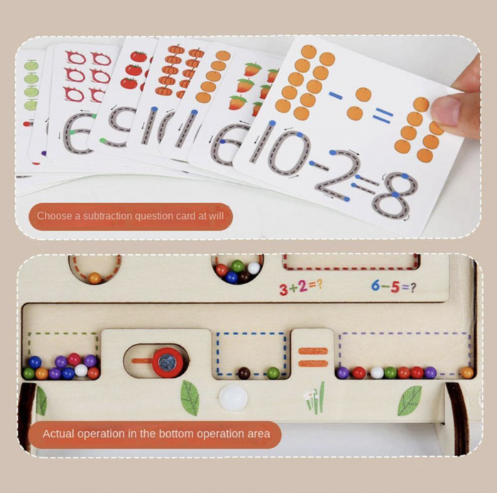Joc Montessori Labirintul magnetic cu bile colorate si operatiuni matematice, din lemn [12]