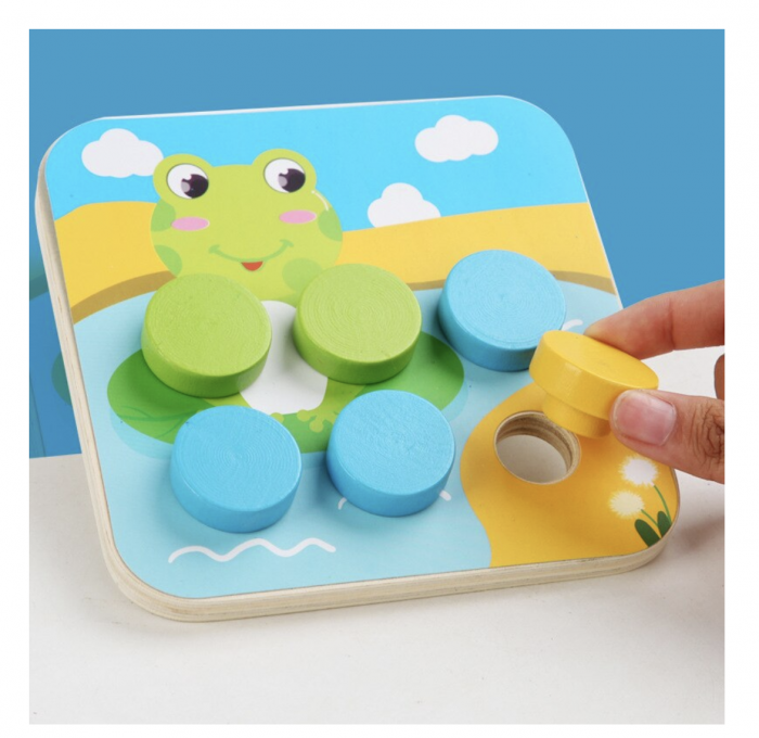 Joc Montessori mozaic cu butoni mari cu 16 piese, din lemn [4]