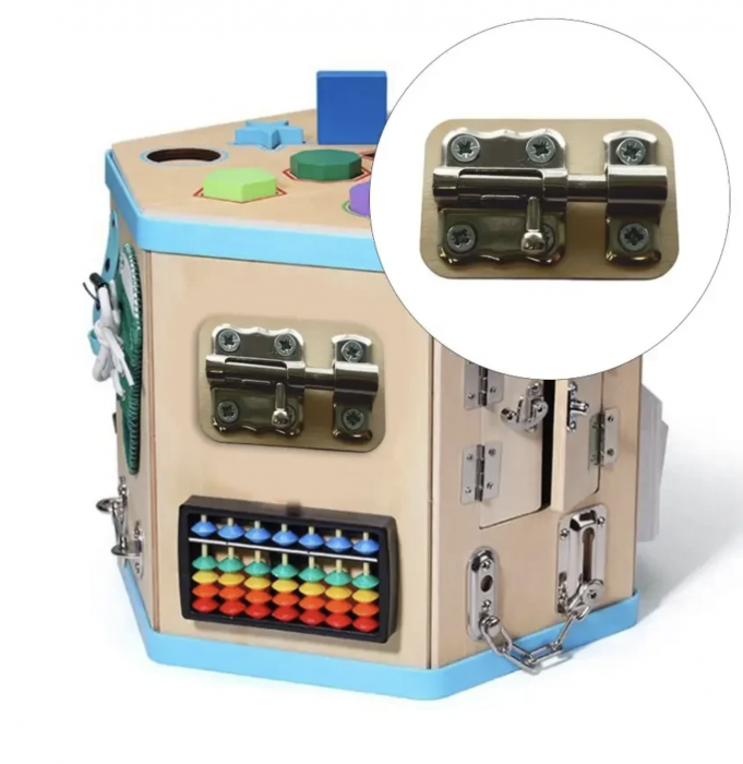 Centru Hexagon cu activitati multiple, tip Busy Board, din lemn [3]