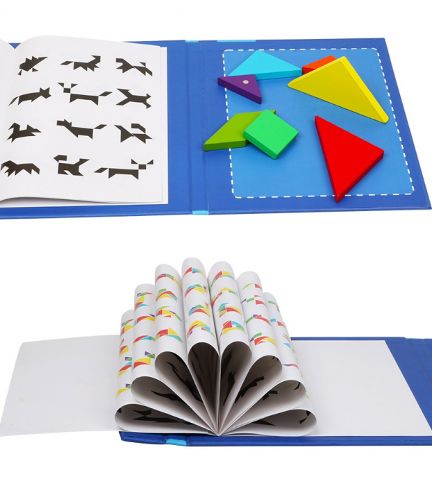 Joc Montessori, Tangram Magnetic, albastru [7]