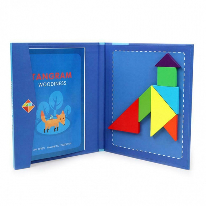 Joc Montessori, Tangram Magnetic, albastru [5]