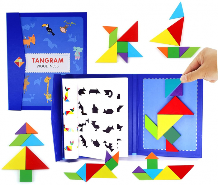 Joc Montessori, Tangram Magnetic, albastru [3]