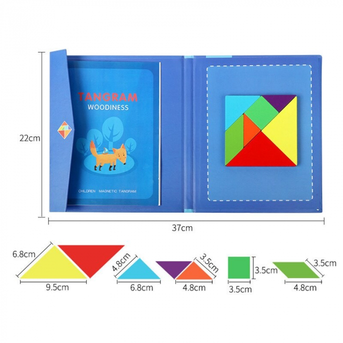 Joc Montessori, Tangram Magnetic, albastru [2]