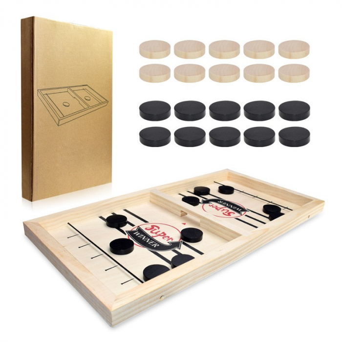Joc Pucket Game, Hokey Slide, Foosball, din lemn - 34 x 21,5 cm [5]